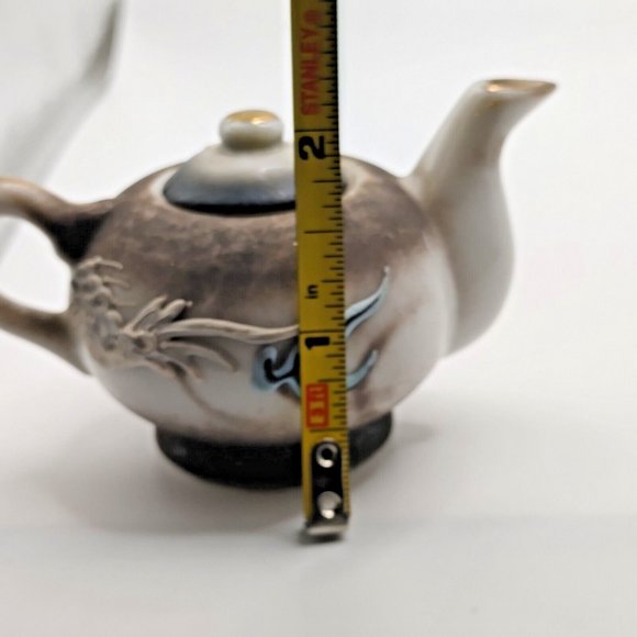Vtg Moriage Dragonware Teapot Pacific Japan Black Raised Hand Crafted Painted - Picture 9 of 10